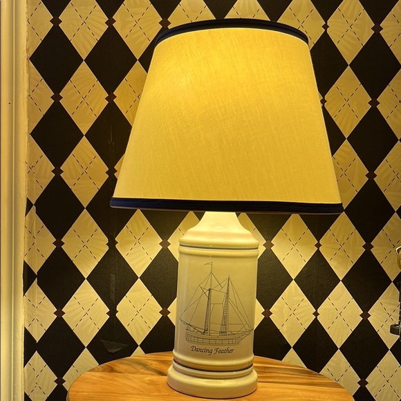 Vintage Nautical Theme Table Lamp – Timeless Maritime Masterpiece - Blue & White - Picture 8 of 9